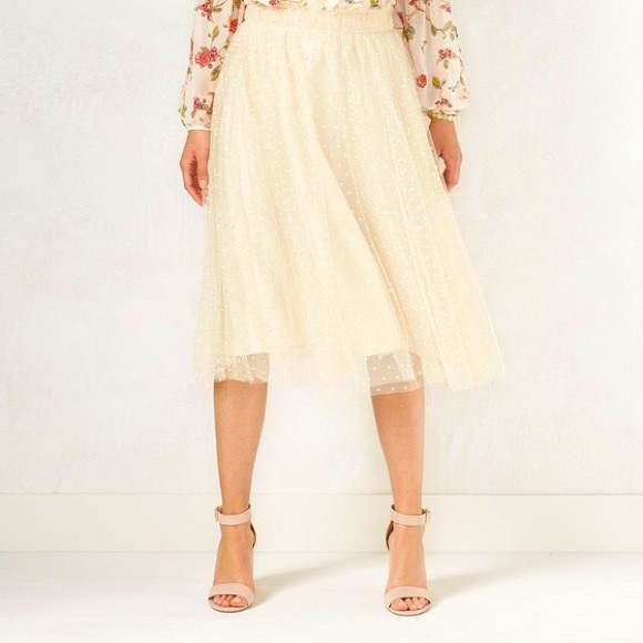Polka Dot Tulle Peach/Cream Midi Skirt Disney LC